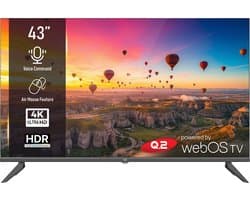 Q.2 | 43 inch TV | 4K UHD 3840x2160 | Smart TV | HDR | Randloos ontwerp | WiFi, Bluetooth | WebOS