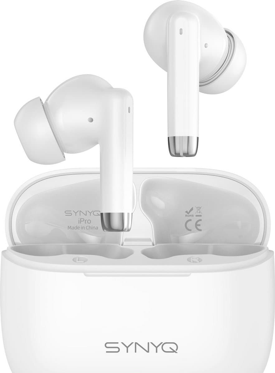 Synyq iPro - Draadloze Oordopjes – Universeel - Bluetooth Oordopjes – Oortjes draadloos – Oordopjes draadloos - Bluetooth 5.3 - Wit — afbeelding 1