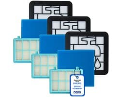 DEGG® Filterset - Geschikt voor Philips PowerPro Compact - Vervangt Stofzuigerfilter FC9331/09 FC9332/09 - Vervangt FC8010 - Motorfilter & uitblaasfilter - VOORDEELVERPAKKING - 3 SETS
