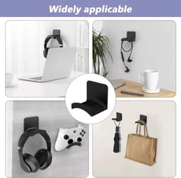 3 stucks gaming headset houders, universele headset houders met lijm, plastic, standaard voor headsets op bureaus, kasten, muren, tafels, etc. — thumbnail 5