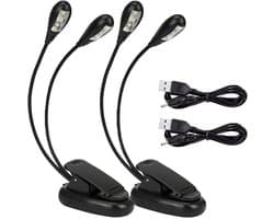TOVBMUP Muziekstandaard LED-lamp - 2-pack - 8 LED's - met USB-kabel - 2 instelbare helderheidsniveaus - Geschikt voor pianostandaards, bureaus en muziekstandaards
