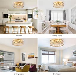 Plafondventilator met verlichting en afstandsbediening - Laag profiel, Goud, 4 Lichten — thumbnail 5