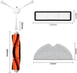 Accessoireset, vervanging gescht voor Dreame D9 Dreame L10 Pro Dreame D9 Max Dreame D9 Pro robotstofzuiger, 15 verpakkingen, 2 hoofdborstels, 4 filters, 6 zijborstels, 3 mopdoeken — thumbnail 2