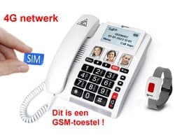 Vaste telefoon met FOTOTOETSEN - belt via 4G-SIM - 40 dB versterking - SLECHTHOREND - SOS-telefoon - 9000