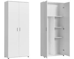 Huishoudelijke kast 75 cm breed met stofzuigervak en planken voor reinigingsmiddelen