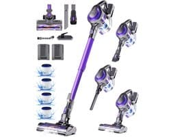 Elekiatech Steelstofzuiger-45000 Pa-2x 2600 mAh Accu's-Steelstofzuiger Draadloos-100 Minuten-1,5 L Stofbak-voor Tapijten en Harde Vloere