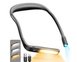 Gloovon® - Neklamp - Leeslampje voor Boek - Boeklampje - Nek lamp oplaadbaar - Bureaulamp - Leeslampje voor in Bed - 3 Kleuren Licht - Dimbaar - Flexibel - Timer - Zwart