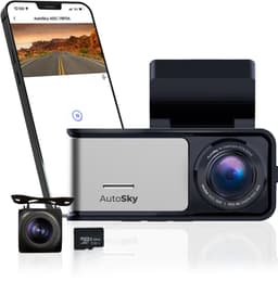 Autosky 4K Dashcam voor Auto & Vrachtwagen – Met Achtercamera – GPS, WiFi, Nachtzicht & 64GB – Groothoek & G-Sensor – App Connectie — thumbnail 1