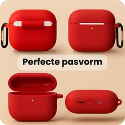 Hoesje Geschikt voor Apple Airpods Pro 3 - Siliconen Hoes met Clip - Silicone Case Cover - Rood — thumbnail 3