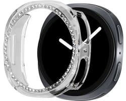 Bandz PC hard case hoesje met diamantjes - geschikt voor Samsung Galaxy Watch 8 - 40mm - beschermhoes van hard plastic - semi cover (transparant)