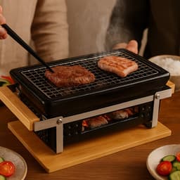LIVIN' Rechthoekige Shichirin BBQ - Barbecue - Tafelgrill - Hibachi - Japanse BBQ Grill - Keramische Japanese Yakitori Grill - Geschikt Voor Binchotan Houtskool - 2 t/m 6 Personen - Grilldoorsnede 35,5 cm x 17,5 cm — thumbnail 3