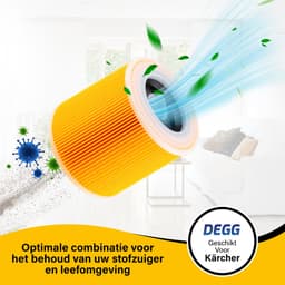 DEGG® – 3x Patroonfilter met Sluitschroeven – Geschikt voor Kärcher WD1, WD2, WD3 & A-Series – Nat/Droog Stofzuiger Filter – Ideaal tegen Fijnstof & Geuren – Premium Cartridgefilters — thumbnail 5