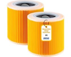 DEGG® Patroonfilter – Geschikt voor Kärcher WD1, WD2, WD3, MV2 & MV3 – Nat/Droog Stofzuiger Filter – Premium Cartridgefilter – 2 STUKS