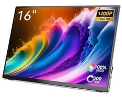 Draagbare 16 inch touchscreen-monitor - 1920 x 1200 FHD, IPS-display met HDMI en type-C voor PC, laptop, Mac, Xbox, PS4 en smartphone