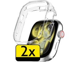 Hoesje - 2 Stuks - Geschikt voor Apple Watch 11 (42 mm) - Sterk & Shockproof - Smartwatch Full Bumper Hoes - Siliconen Case Cover - Transparant