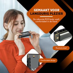 Finesse Mondharmonica – C Majeur – met Case - voor Volwassenen & Kinderen - Zwart — thumbnail 5