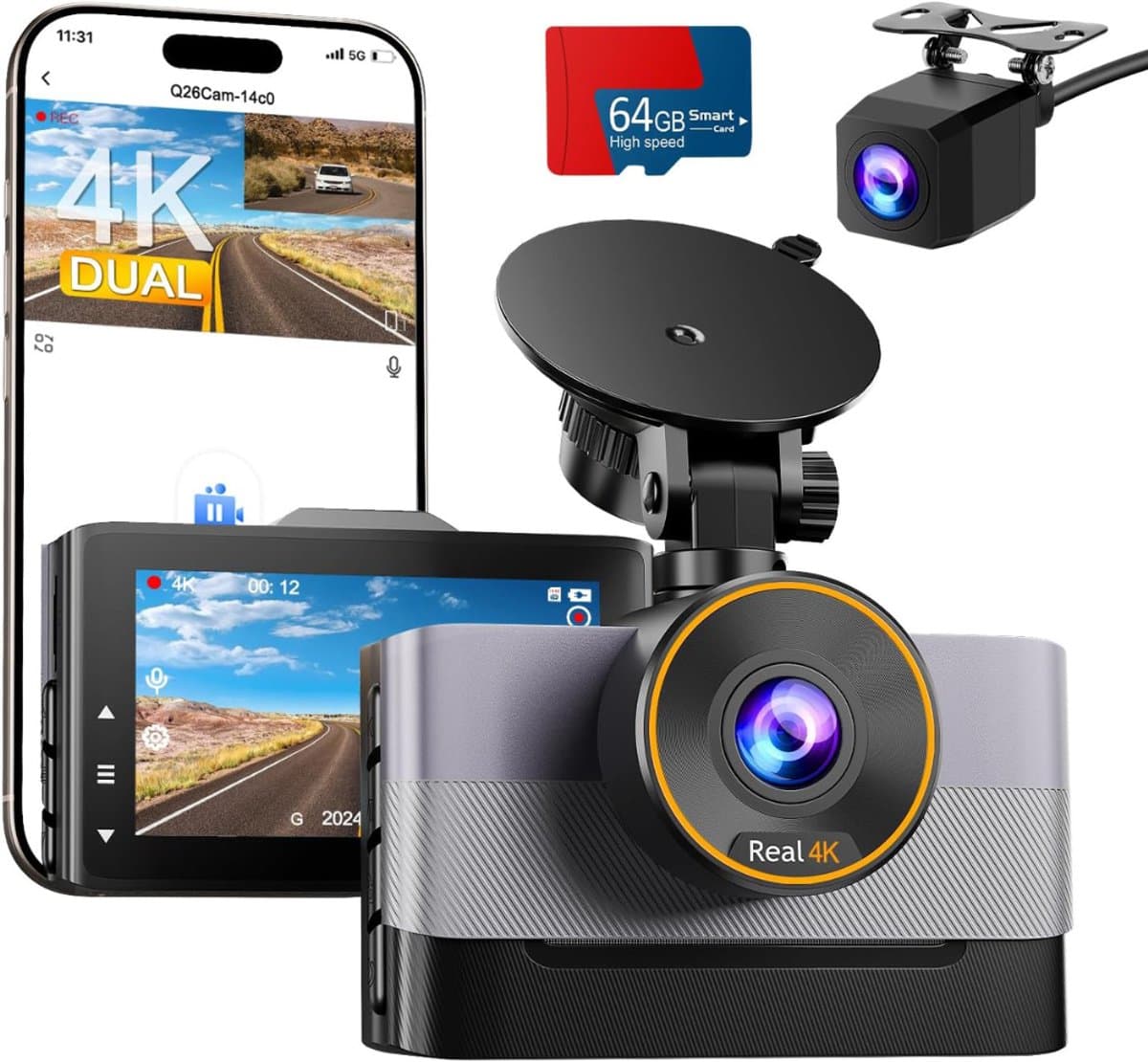DailySupplies® Dashcam voor Auto - Dual - Camerabewaking - Full HD - Zwart wn Grijs — afbeelding 1