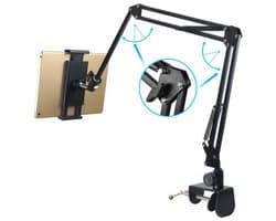 Bed Tabletstandaard - 360 graden draaibaar - Met stabiele aluminium arm - Geschikt voor iPad, tablet, telefoon of andere apparaten met schermformaten van 4,5 tot 12,9 inch
