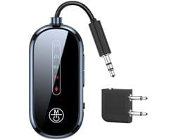 2-in-1 transceiver 5.4 draadloze vliegtuigadapter, gebruikt met 3,5 mm Bluetooth-hulpadapter voor vliegtuigen