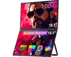 UPERFECT Delta Max Dual Portable Monitor 18.5" 100Hz 100% sRGB Draagbaar Monitor with Stand & VESA Mount for Laptop/Switch/MacBook