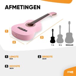 Kinder gitaar - MAX SoloArt akoestische gitaar 1/4 - Met gratis muzieklessen en accessoires - Roze — thumbnail 5