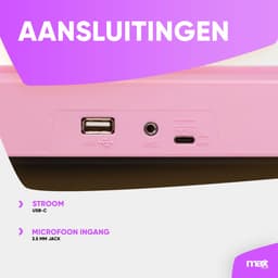 Keyboard piano kinderen - MAX KD61P - Keyboard met 61 toetsen - Microfoon en oplaadbare accu - Roze — thumbnail 5