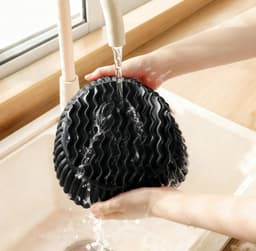 Herbruikbare siliconen airfryer-binnenbak van 19 cm; hittebestendig en eenvoudig te reinigen siliconen airfryermandje; ronde siliconen airfryerpan voor 3 tot 5 liter; airfryer-ovenaccessoire (zwart). — thumbnail 2
