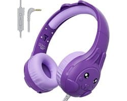 Koptelefoon kinderen met draad - Kinderkoptelefoon - Bedrade hoofdtelefoon - Veilig volume - School - Tablet - Laptop - Reizen - Muziek luisteren