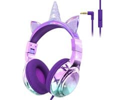 Koptelefoon kinderen met draad - Kinderkoptelefoon - Bedrade hoofdtelefoon - Veilig volume - School - Tablet - Laptop - Reizen - Muziek luisteren