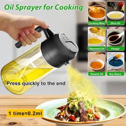 Sprayer - Olijfolie Sprayer, Glazen Olie Spray Fles, Keuken Olie Spray, Grill Accessoires - Oliepomp, Geschikt voor Airfryer Spray Fles, Keuken, Kookspray, Zwart — thumbnail 3