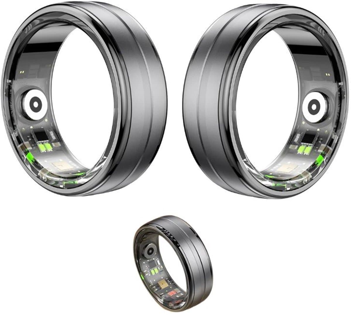 DrPhone RingSense – Smart Ring - Europese ringmaat 62 - 5ATM Waterdicht – Slaapmonitor – Hartslagmeter - SpO2 Monitor - Dagelijkse Activiteitstracking - Mobiele App – Donker Grijs — afbeelding 1