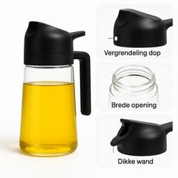 Olijfolie sprayer 500 ml - 2-in-1 spray en schenktuit - Glas met BPA-vrije delen - Fijne nevel voor precieze dosering - Lekvrij schenken zonder knoeien - Voor airfryer pan salades en grillen — thumbnail 4