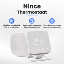 Nince Slimme Thermostaat - Wifi & Draadloos - Voor CV, Vloerverwarming & Radiatoren - Met App & Dagprogramma - Wit — thumbnail 2