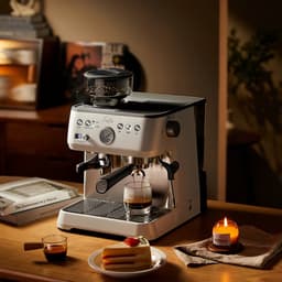 Solis Grind & Infuse Perfetta Pistonmachine - Espressomachine met Maler - RVS Koffiemachine met Ingebouwde Bonenmaler - Wit — thumbnail 4