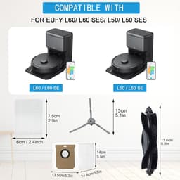 Accessoireset - Geschikt voor Eufy G50 & L60 Hybrid (SES) - L60 - L60 SES - L50 - L50 SES - Onderdelen - voor robotstofzuiger - Met HEPA Filters, Roller, Zijborstels, Mopdoeken & Stofzakken - Vervangingsonderdelen - 17-Delige Set — thumbnail 2