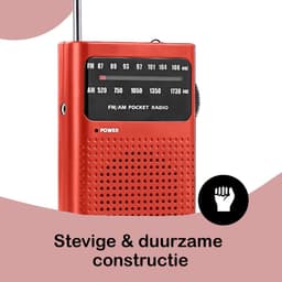 Premes - Draagbare Noodradio - Rood - AM/FM - Op Batterijen - Koptelefoonaansluiting - Draagbare Radio - Wereldradio - Noodpakket Must Have - Zakradio - Voor Rampen - Kleine - Transistor Radio - Telescopische Antenne - Transister Radio — thumbnail 3