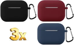 Telestore - hoesje geschikt voor AirPods Pro 3 soft case cover - 3 stuks zwart rood blauw - TPU hoesje Beschermhoes - AirPods Pro 3 Cover - AirPods Pro 3 hoesje - Geschikt voor Apple AirPods Pro 3 - gel hoesje met sleutelhanger — thumbnail 1