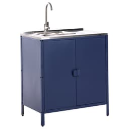 BELIANI VILAMA - Buitenkeukenkast met spoelbak - Blauw - Staal — thumbnail 1