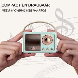 Retro Bluetooth Luidspreker - Draadloze Mini Speaker 10x7x5 cm - Vintage Design - Bluetooth 5.0 - Krachtig Geluid - Langdurige Speeltijd - Blauw — thumbnail 2