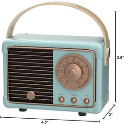 Retro Bluetooth Luidspreker - Draadloze Mini Speaker 10x7x5 cm - Vintage Design - Bluetooth 5.0 - Krachtig Geluid - Langdurige Speeltijd - Blauw — thumbnail 4