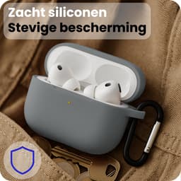 Hoesje - Geschikt voor Apple Airpods Pro 3 - Siliconen Hoes met Clip - Silicone Case Cover - Grijs — thumbnail 4
