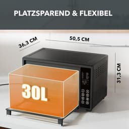 Heinrich´s HMO 8402 Mini-oven met hete lucht - 30L – met touch-bediening - kleine oven met draaispit, airfryer-inzetstuk – binnenverlichting - 1600W — thumbnail 7