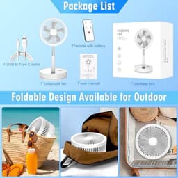 Stille Oscillerende Ventilator met Afstandsbediening - 9 Inch Mini-USB Tafelventilator met Timer - Draagbare Ventilator voor Slaapkamer, Kantoor en Camping — thumbnail 5