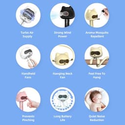 Stroller Fan Met Oplaadbare Accu en Aroma Verdeler - Handventilator en Tafelventilator in Bladloze Ontwerp — thumbnail 4