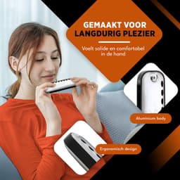Finesse Mondharmonica – C Majeur – met Case - voor Volwassenen & Kinderen - Zilver — thumbnail 5