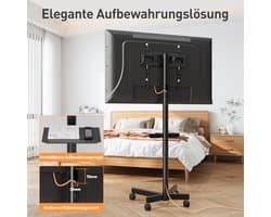 Oprolbare tv-standaard voor 26-65 inch televisies - hoogtes verstelbaar en mobiel met wielen