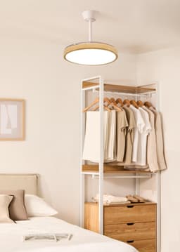 CREATE - Plafondventilator 40W stil met intrekbare bladen met licht - Ø91cm - Wit / Licht hout - WIFI + Afstandsbediening - WIND CLEAR STUDIO — thumbnail 4