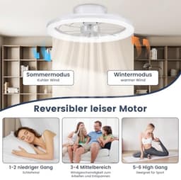 Plafondventilator 40 cm met stil licht en dimfunctie - 3 kleuren voor elk seizoen — thumbnail 4
