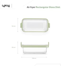 Lékué Airfryer Ovenschaal Rechthoek - Set 2-delig - Glas - Transparent — thumbnail 7