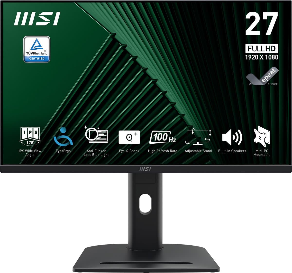 MSI PRO MP275PG - Full HD IPS Monitor - 100Hz - 27 inch - 4 Way Adjustable - Speakers — afbeelding 1